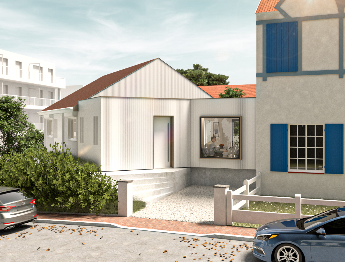 Perspective 3D - rénovation et extension d&#39;une villa au touquet