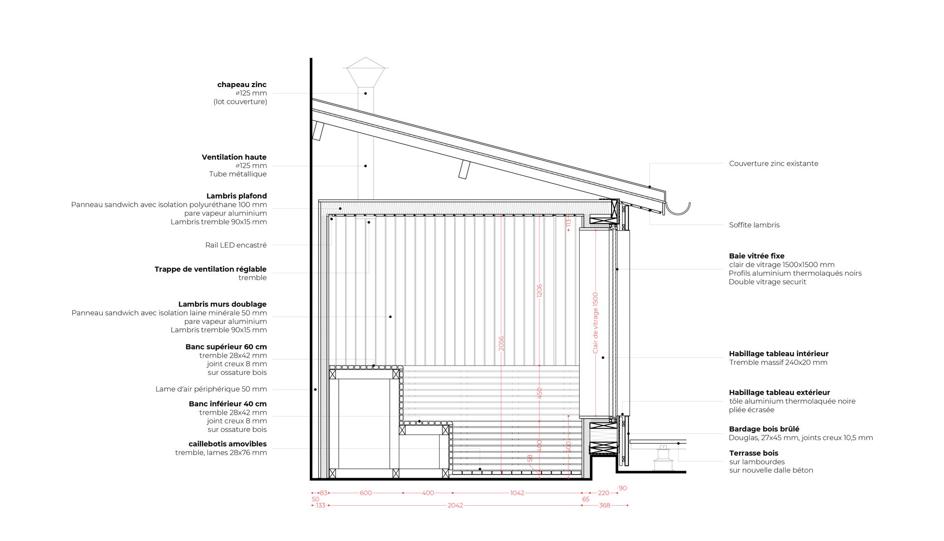 Plan - détail sauna