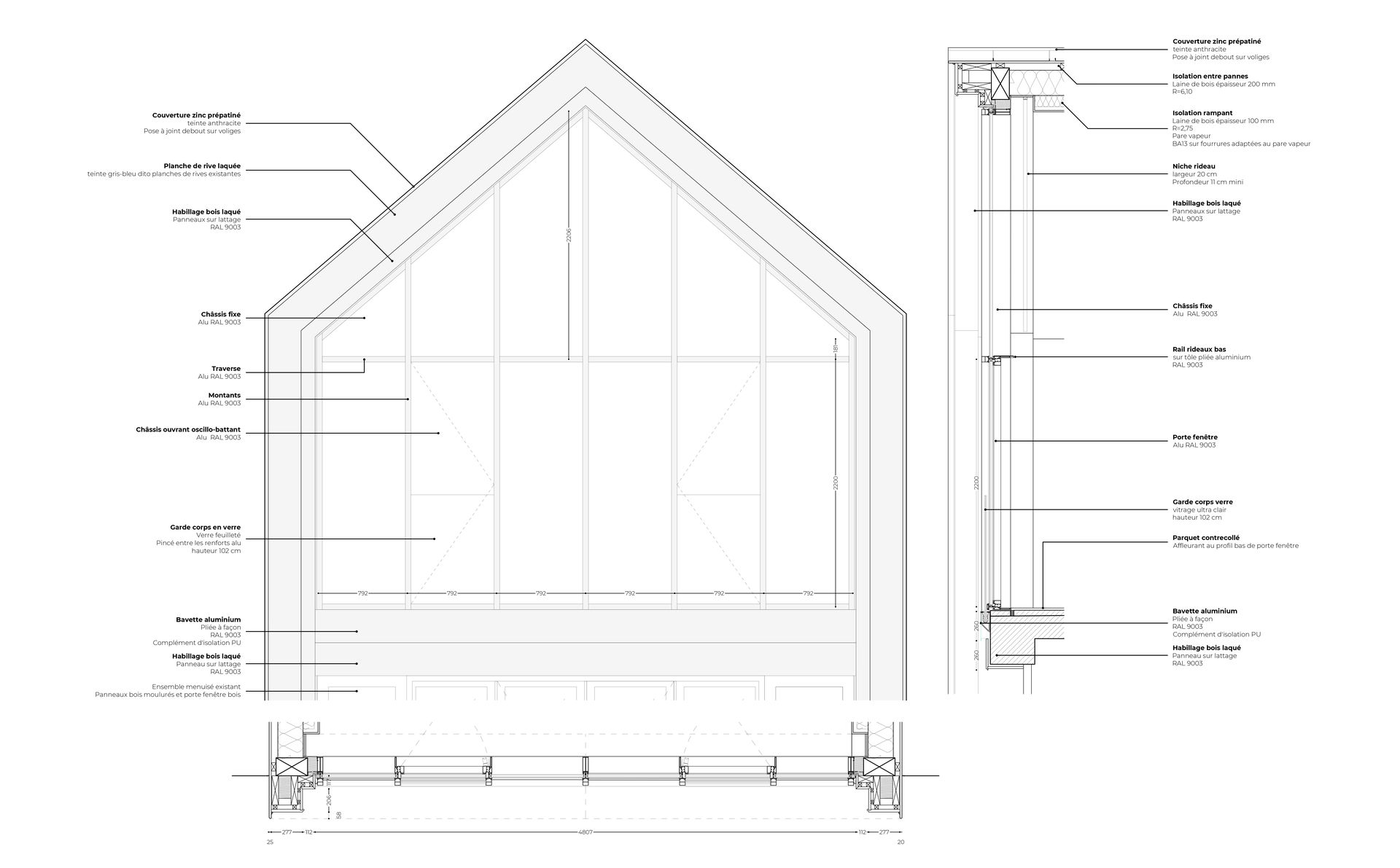 Plan - élévation de façade 