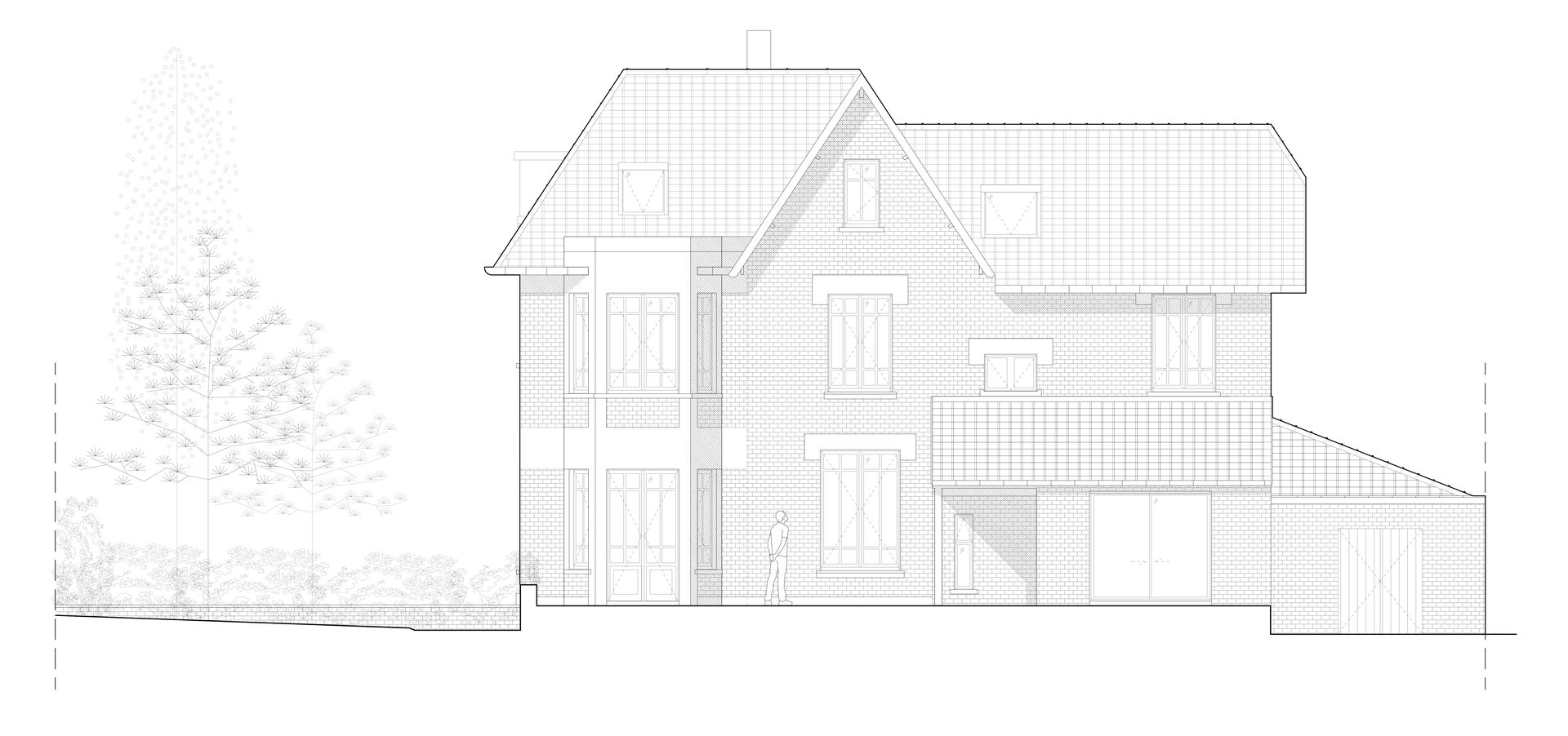 Plan - élévation façade jardin